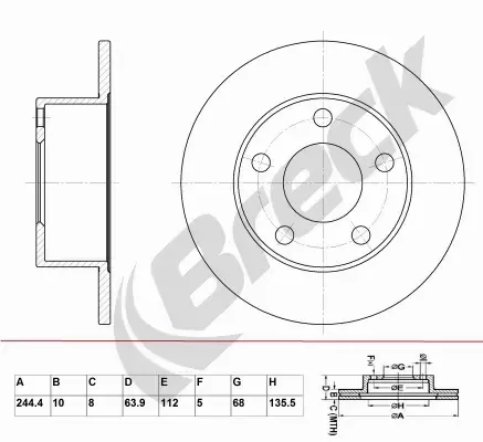 BRECK TARCZA HAMULCOWA BR 004 SA100 