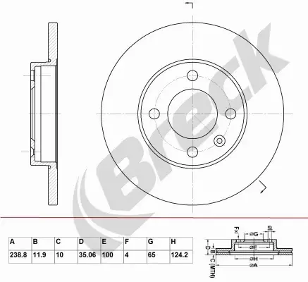 BRECK TARCZA HAMULCOWA BR 011 SA100 