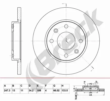 BRECK TARCZA HAMULCOWA BR 012 SA100 