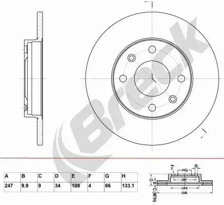 BRECK TARCZA HAMULCOWA BR 015 SA100 