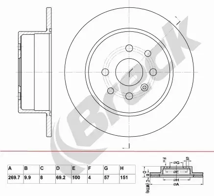 BRECK TARCZA HAMULCOWA BR 019 SA100 