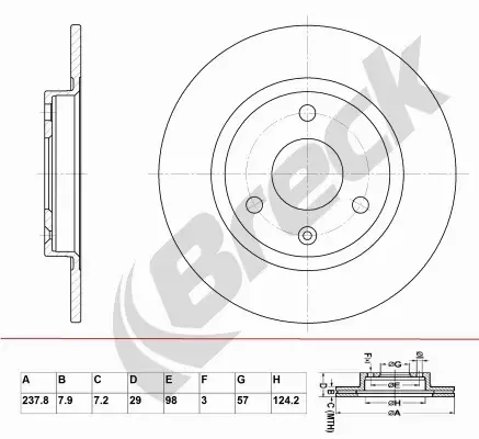 BRECK TARCZA HAMULCOWA BR 052 SA100 