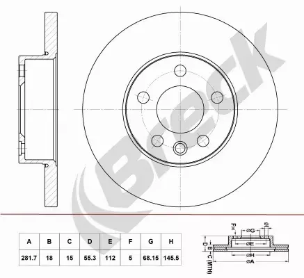 BRECK TARCZA HAMULCOWA BR 055 SA100 