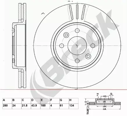 BRECK TARCZA HAMULCOWA BR 308 VA100 