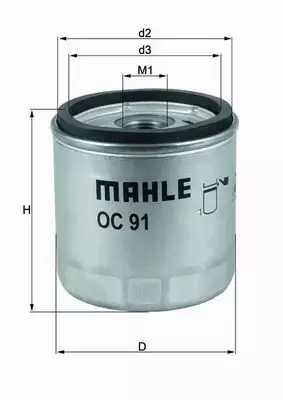 MAHLE FILTR OLEJU OC 91D 