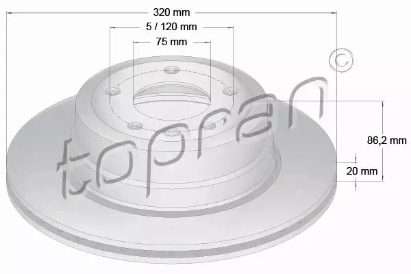 TOPRAN TARCZA HAMULCOWA 502 874 