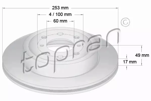 TOPRAN TARCZA HAMULCOWA 207 987 