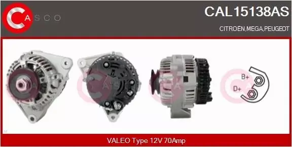 CASCO ALTERNATOR CAL15138AS 