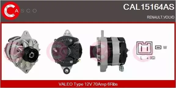 CASCO ALTERNATOR CAL15164AS 