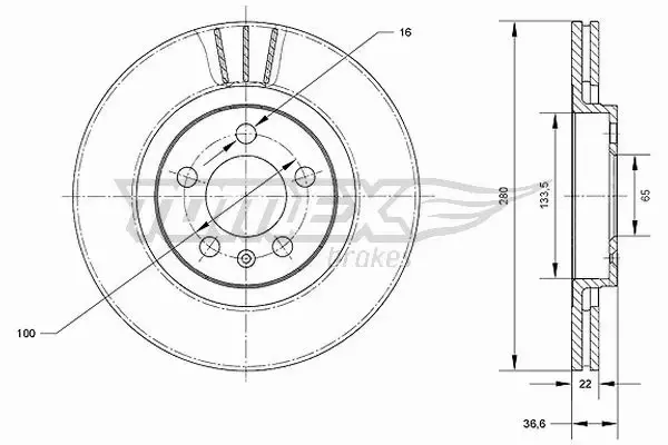 TOMEX BRAKES TARCZA HAMULCOWA TX 70-09 