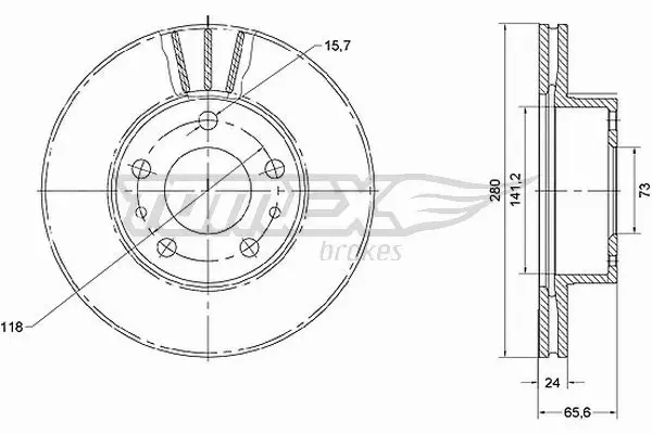 TOMEX BRAKES TARCZA HAMULCOWA TX 70-19 