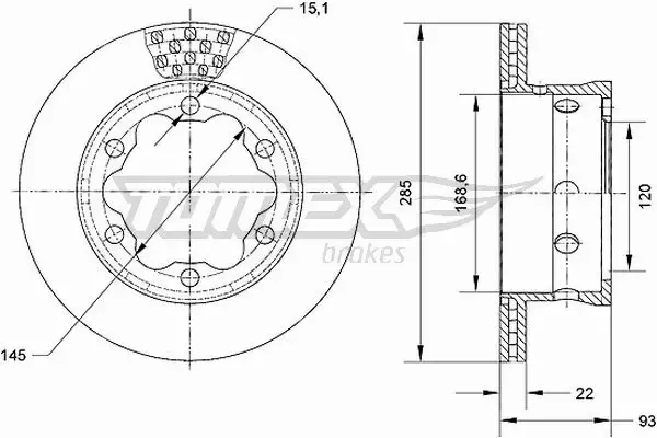 TOMEX BRAKES TARCZA HAMULCOWA TX 70-25 