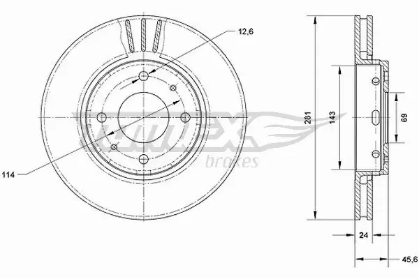 TOMEX BRAKES TARCZA HAMULCOWA TX 70-69 