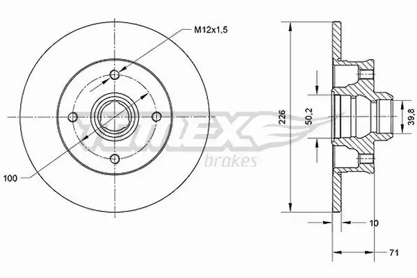 TOMEX BRAKES TARCZA HAMULCOWA TX 70-71 