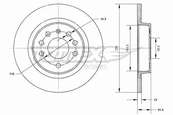 TOMEX BRAKES TARCZA HAMULCOWA TX 70-81 