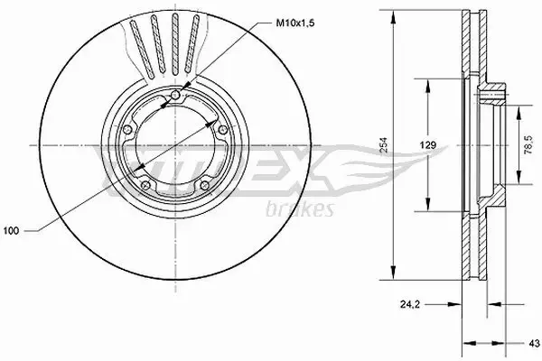 TOMEX BRAKES TARCZA HAMULCOWA TX 70-87 