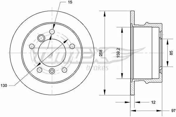 TOMEX BRAKES TARCZA HAMULCOWA TX 70-90 