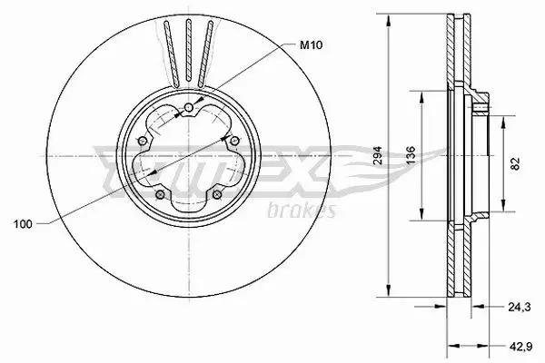 TOMEX BRAKES TARCZA HAMULCOWA TX 70-96 