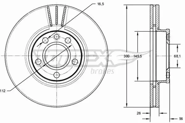 TOMEX BRAKES TARCZA HAMULCOWA TX 71-33 