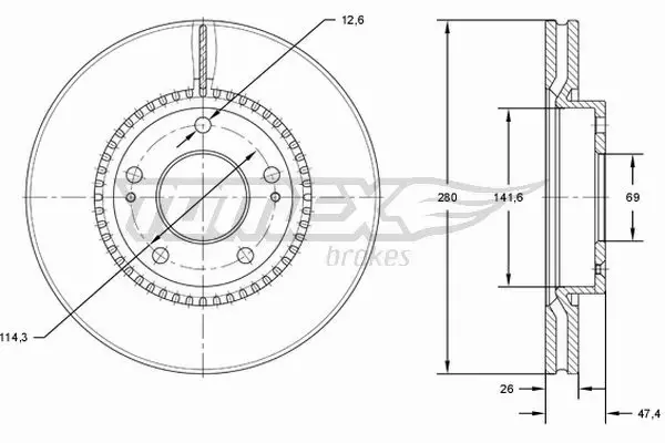 TOMEX BRAKES TARCZA HAMULCOWA TX 71-35 