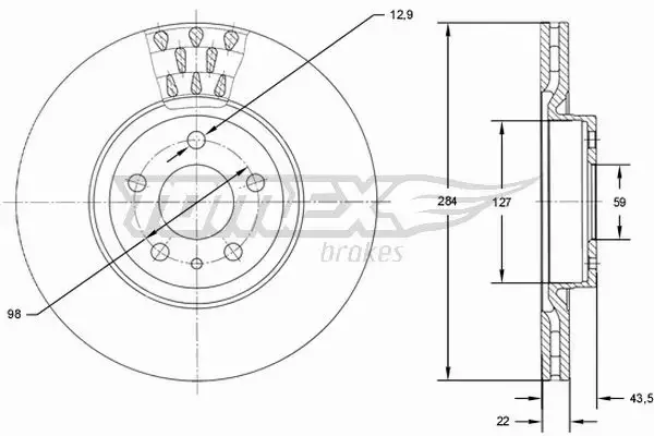 TOMEX BRAKES TARCZA HAMULCOWA TX 71-39 