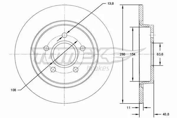 TOMEX BRAKES TARCZA HAMULCOWA TX 71-75 