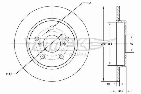 TOMEX BRAKES TARCZA HAMULCOWA TX 72-00 