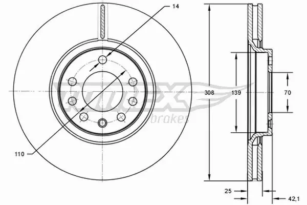 TOMEX BRAKES TARCZA HAMULCOWA TX 72-03 