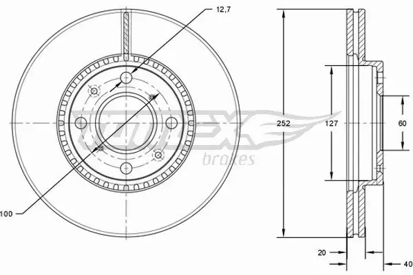 TOMEX BRAKES TARCZA HAMULCOWA TX 72-14 