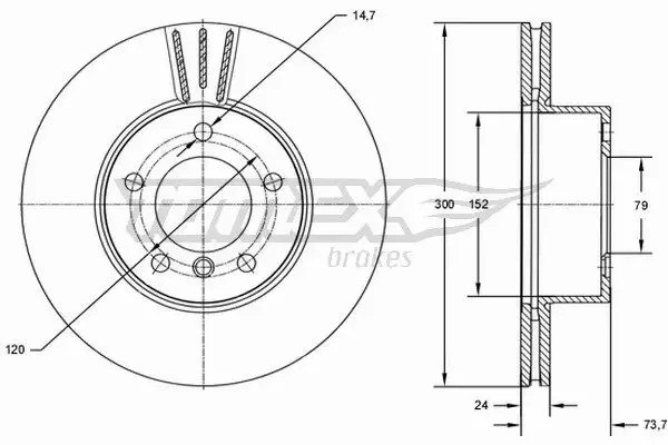 TOMEX BRAKES TARCZA HAMULCOWA TX 72-54 