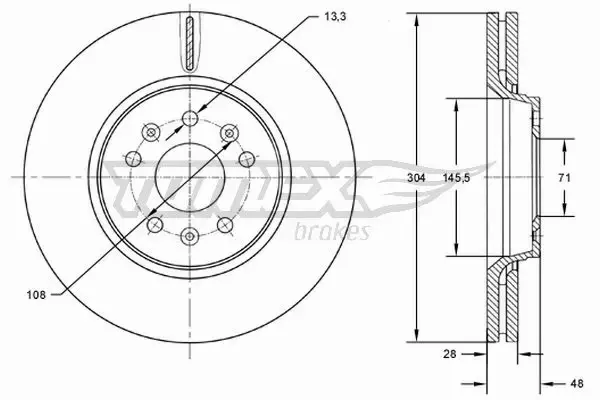 TOMEX BRAKES TARCZA HAMULCOWA TX 72-63 