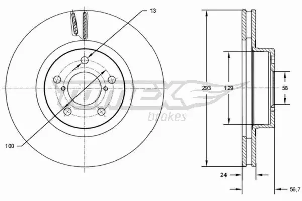 TOMEX BRAKES TARCZA HAMULCOWA TX 72-74 