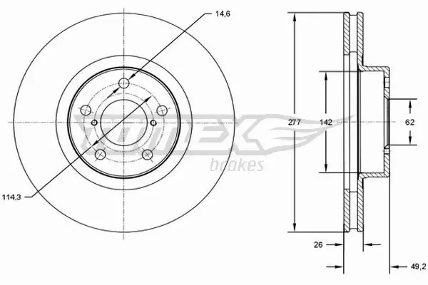 TOMEX BRAKES TARCZA HAMULCOWA TX 72-83 