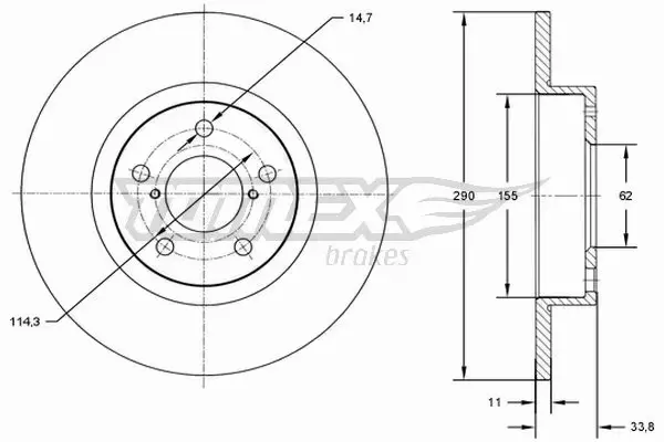 TOMEX BRAKES TARCZA HAMULCOWA TX 72-86 