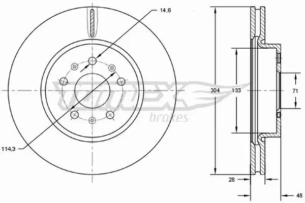 TOMEX BRAKES TARCZA HAMULCOWA TX 72-93 