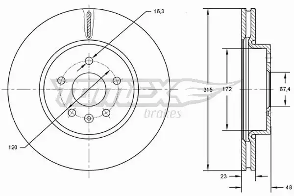 TOMEX BRAKES TARCZA HAMULCOWA TX 72-97 