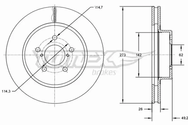 TOMEX BRAKES TARCZA HAMULCOWA TX 73-12 