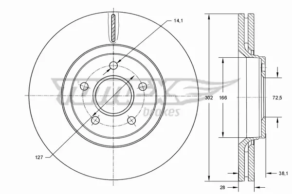 TOMEX BRAKES TARCZA HAMULCOWA TX 73-77 