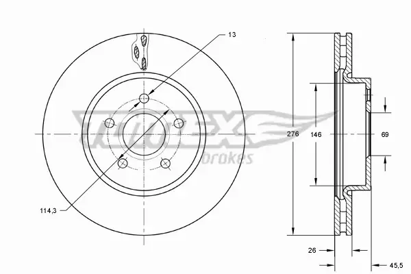 TOMEX BRAKES TARCZA HAMULCOWA TX 73-85 