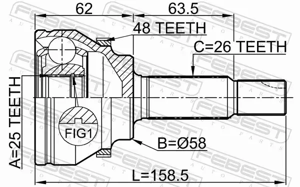 FEBEST PRZEGUB NAPĘDOWY 0110-AZT250A48 