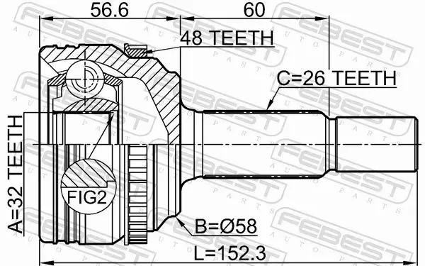 FEBEST PRZEGUB NAPĘDOWY ZEWNĘTRZNY 0110-ZRE142A48 