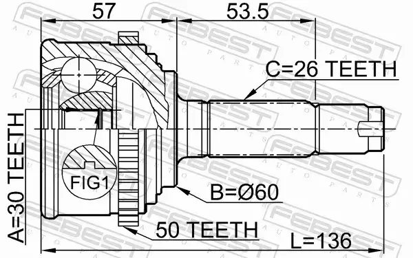 FEBEST PRZEGUB NAPĘDOWY 0310-CF4A50 