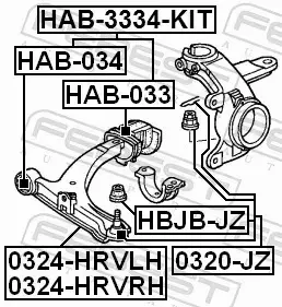 FEBEST WAHACZ ZAWIESZENIA 0324-HRVLH 