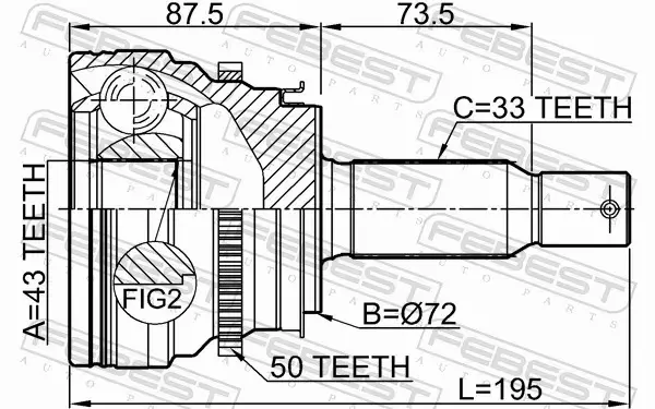 FEBEST PRZEGUB ZEWNĘTRZNY 0410-V97WRA50 