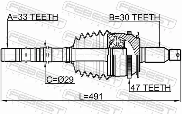 FEBEST PRZEGUB NAPĘDOWY 0414-KB4A47R 