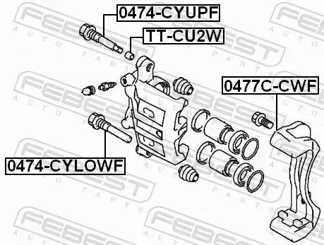 FEBEST PROWADNICE ZACISKU HAMULCOWEGO 0474-CYLOWF 