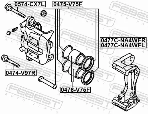 FEBEST TŁOCZEK ZACISKU HAMULCOWEGO 0476-V75F 