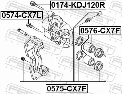 FEBEST PROWADNICE ZACISKU HAMULCOWEGO 0574-CX7L 