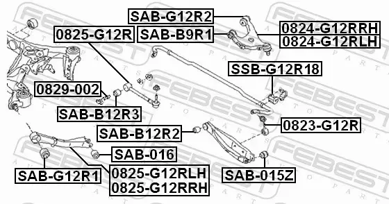 FEBEST WAHACZ ZAWIESZENIA 0825-G12R 