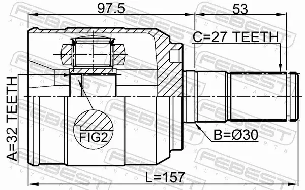 FEBEST PRZEGUB NAPĘDOWY 1211-D7AT2WD 